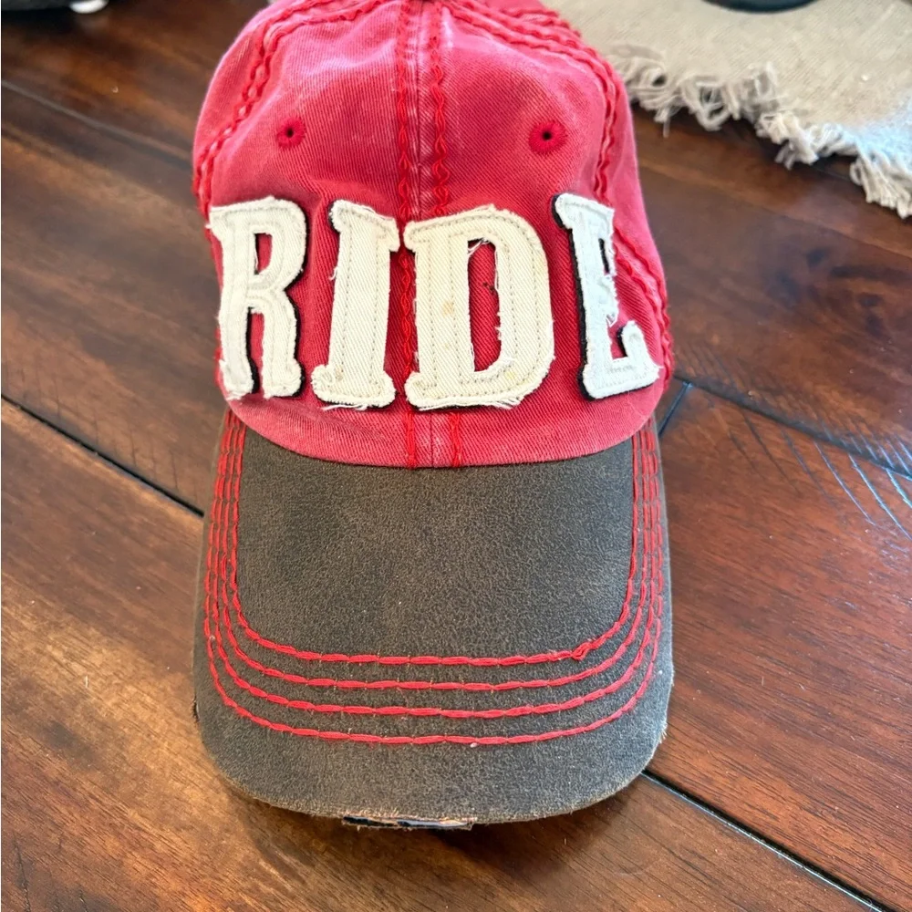 Red and Brown 'RIDE' Cap - Picture 1 of 4